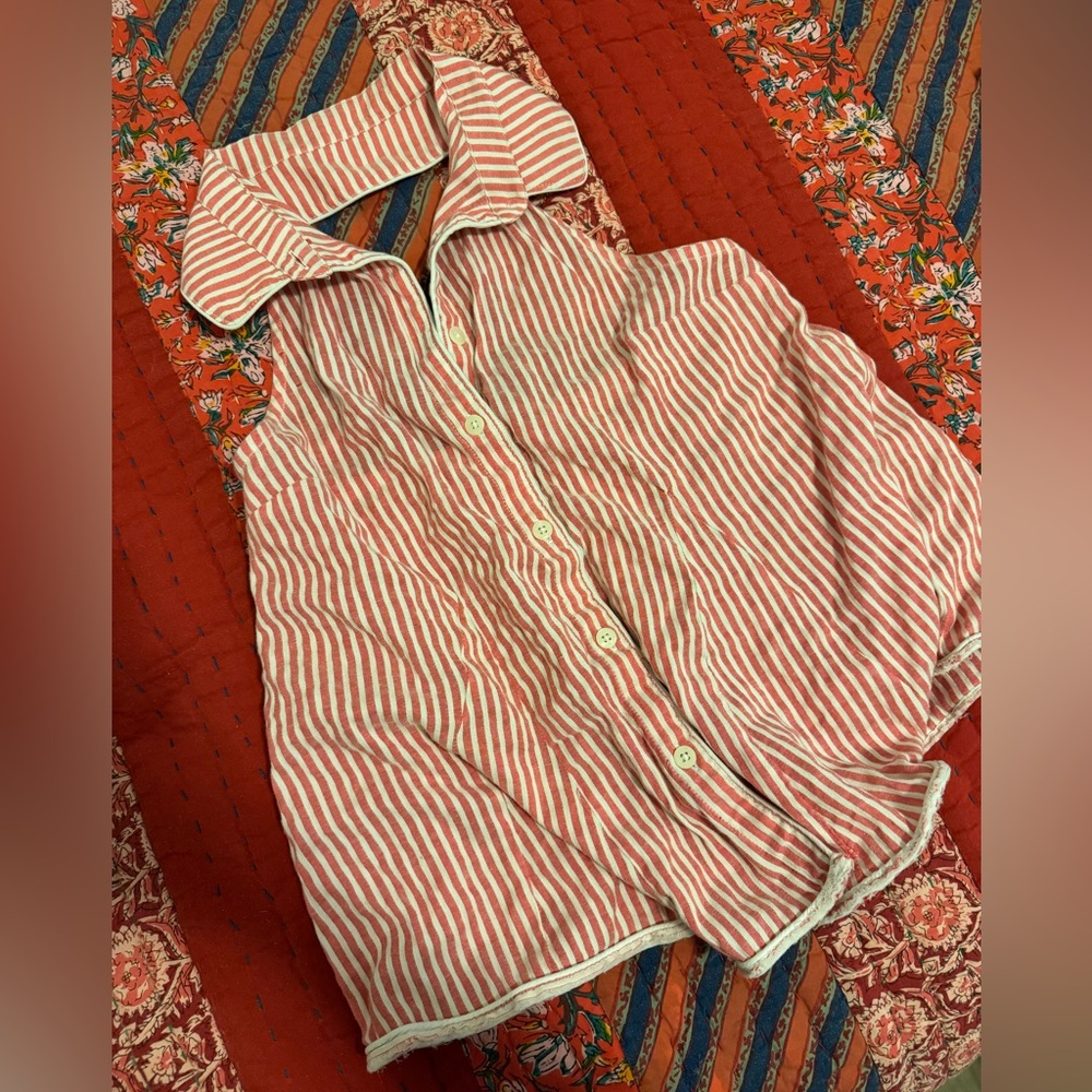 Anthropologie Red and White Striped Halter Tank Top Blouse